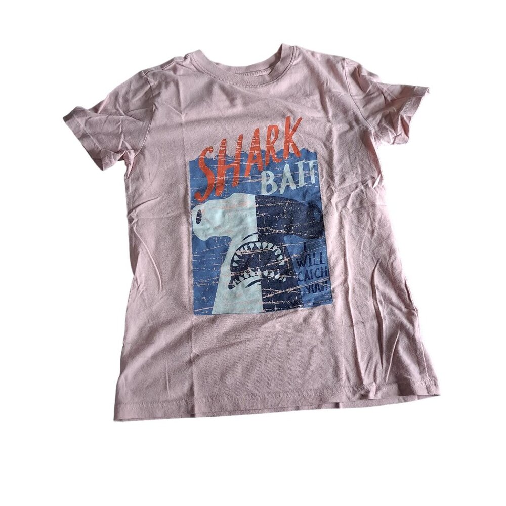 Cat & Jack Shark Bait Graphic Tee Pink Youth M 8/10